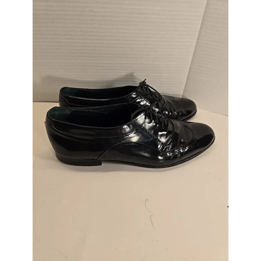 Emanuel Paolo Men's Made In Italy Black Wingtip Lace Up Dress Shoes Sz‎ 10 D